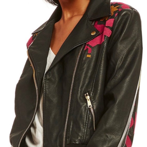 Free People Motorcycle Jacket XS - Vegan Leather - Picture 1 of 8